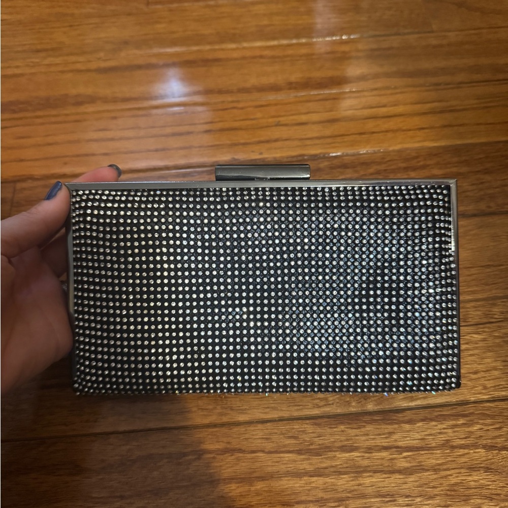 Sparkling Silver and Black Rhinestone Clutch